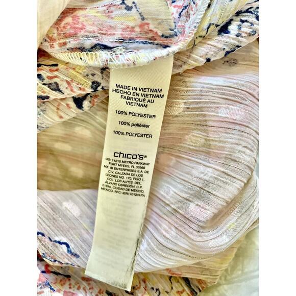 Chico's Sheer Boho Paisley Long Sleeve Tunic Top Pink Blue Size Small/0 Chico's - Picture 7 of 9